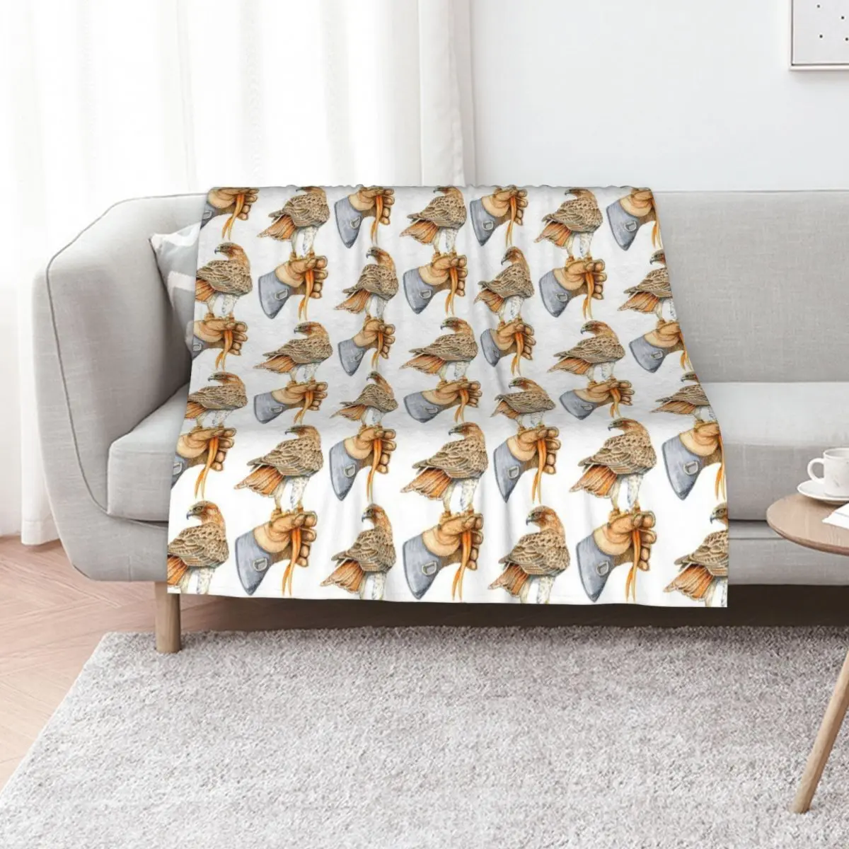 Red Tailed hawk on glove Throw Blanket For Sofa Thin Flannel Fabric Fashion Sofas Decorative Throw Travel Sleeping Bag Blankets