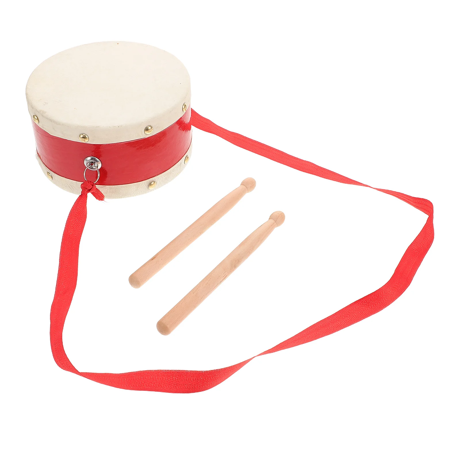 

Sheepskin Drum Beginners Marching Snare Red Wood Kids with Mallet and Strap Student