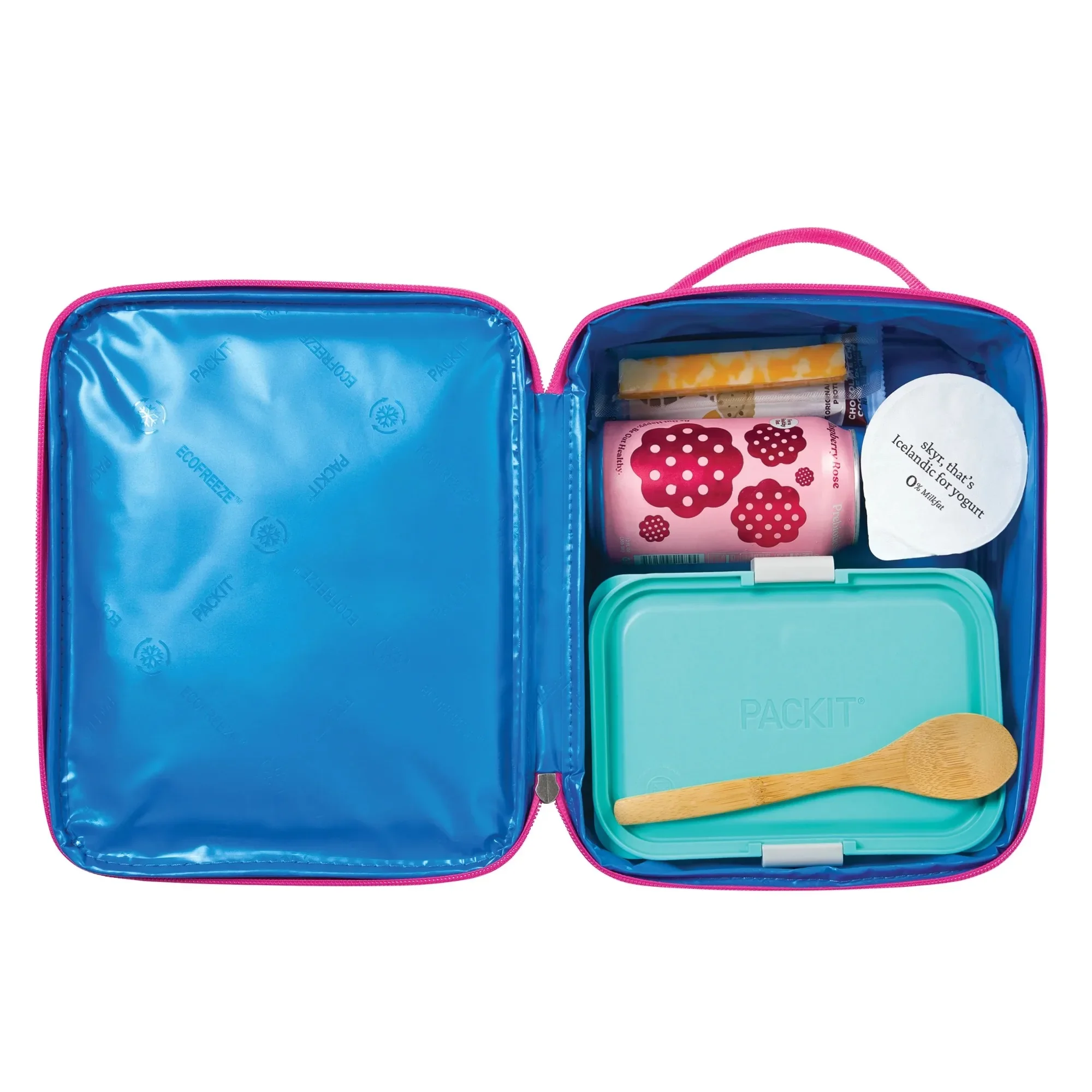 Check print freezable lunch bag upright style, reusable with insulation for food freshness and portability