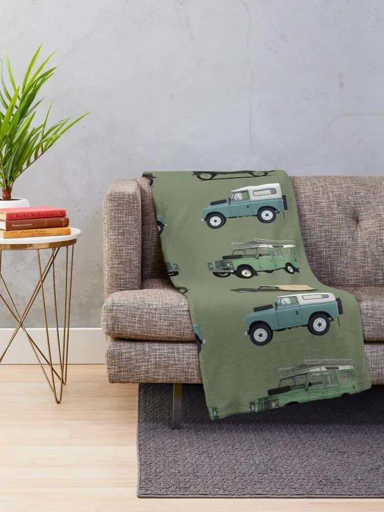 British Off Road 4x4 Vehicles Throw Blanket Travel Size Cozy Blanket for Plane Train