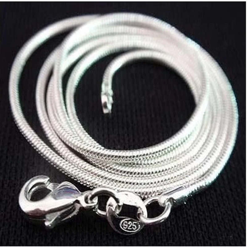 Collar de plata de ley 925 para hombre y mujer, cadena de serpiente de 1,2mm, 35cm-80cm de largo, precio de fábrica, 5 unidades por lote, envío