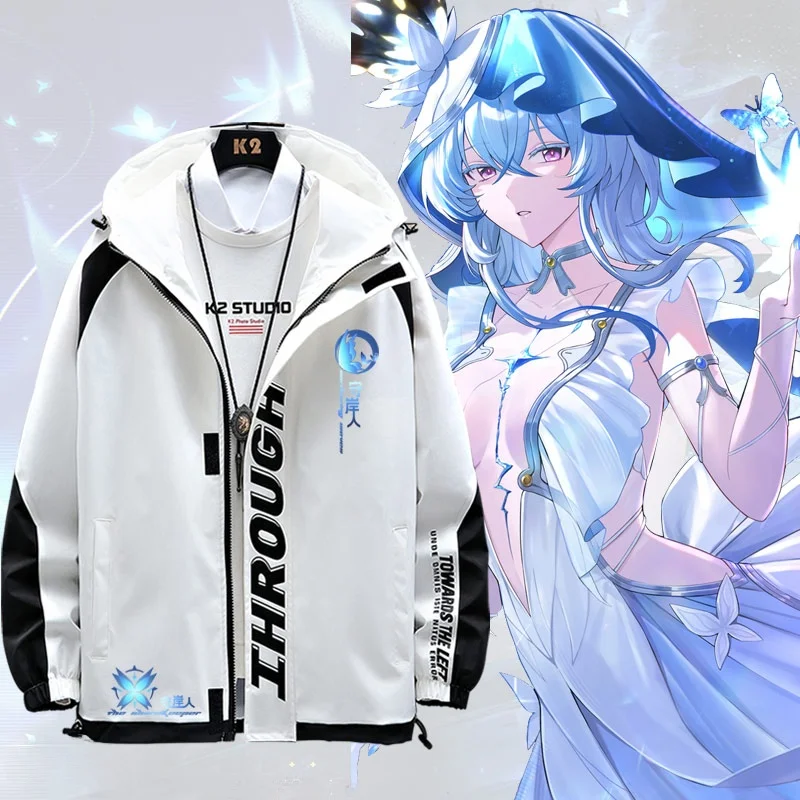

MingChao Game Themed Men's Jacket Hooded Collaborative Design Spring Autumn Outerwear Standard Fit Polyester Youth Fashion