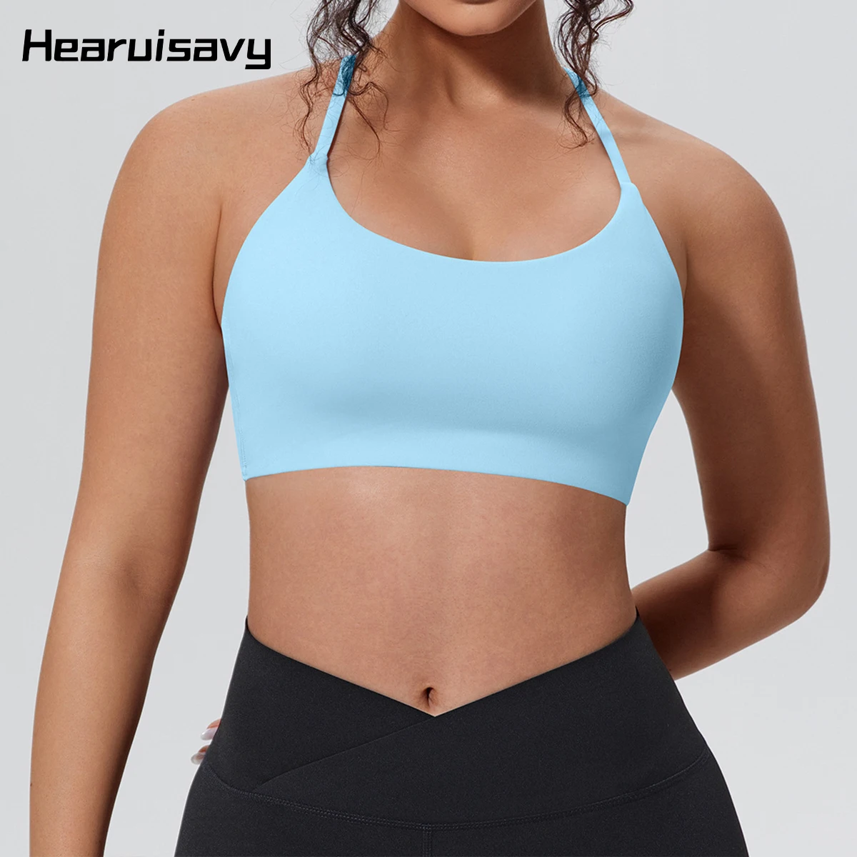 

Спортивный топ Hearuisavy для фитнеса, женский, с тонкими бретелями, для бега, пилатеса, йоги, с эффектом пуш-ап, дышащий, для тренировок
