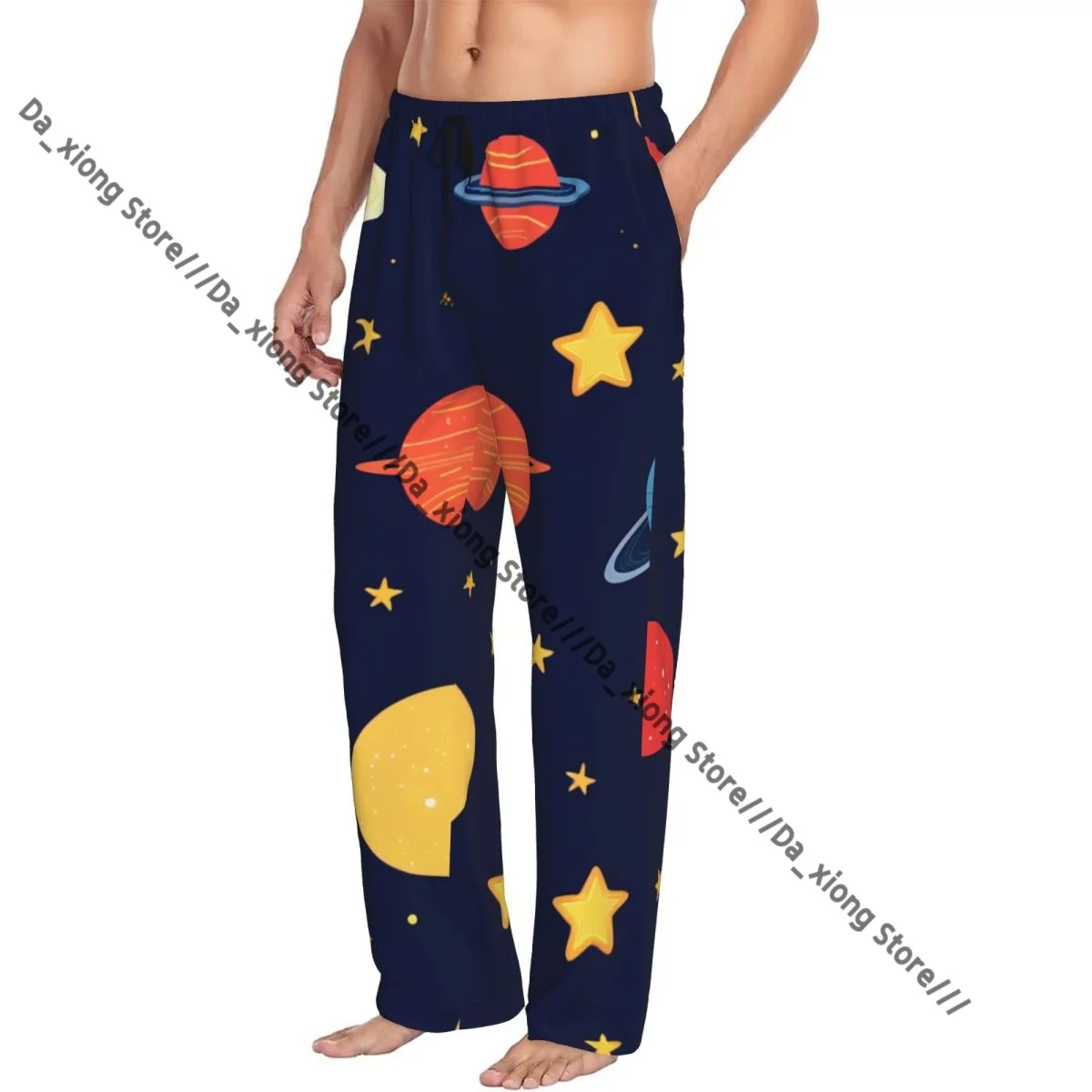 Men Sleep Bottoms Male Lounge Trousers Men's Colorful Planets And Stars Cute Print Pajama Pants