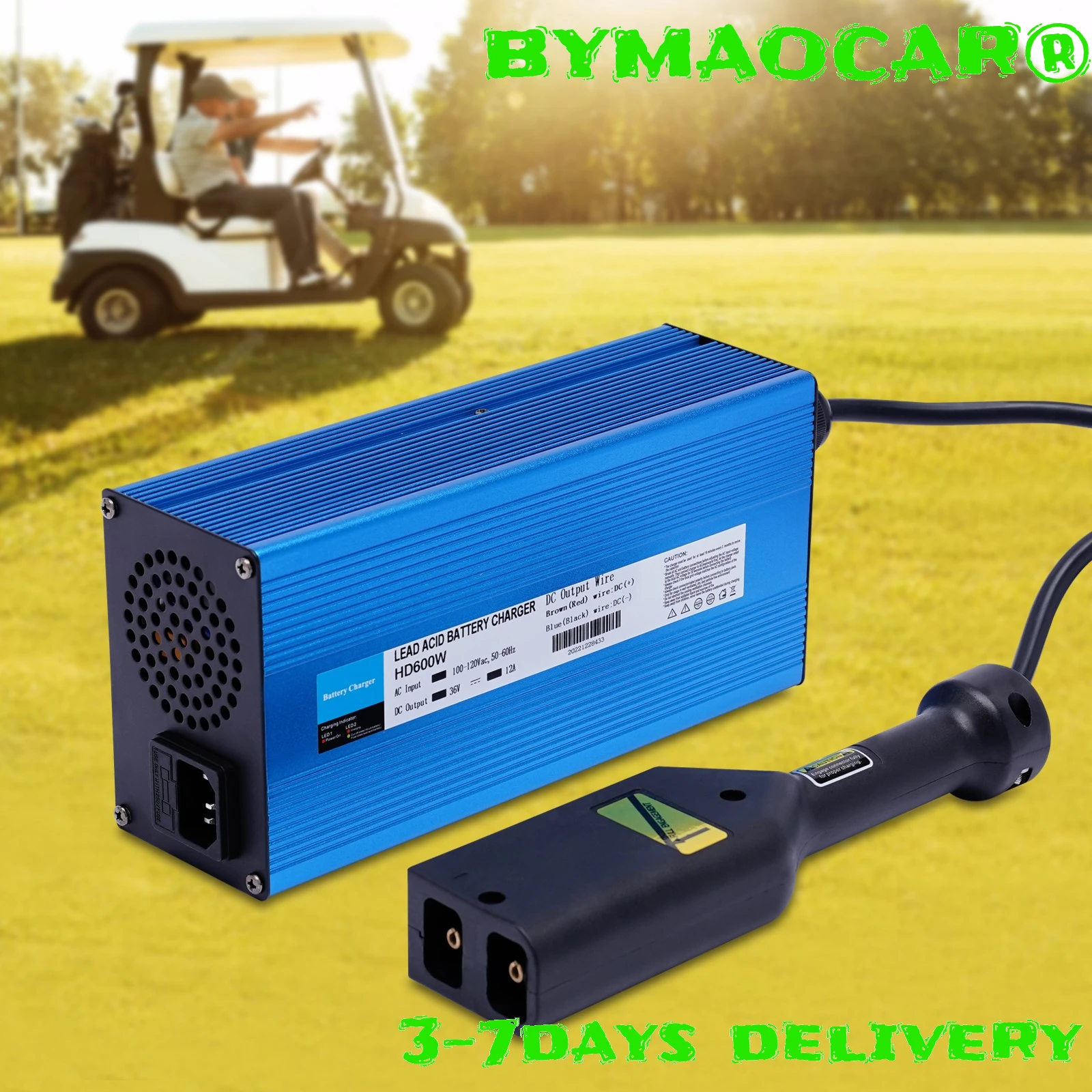 

Fast Golf Cart Charger, 36V 12A Battery Trickle Mode & Multiple Protections, Short Circuit Overheat Safe for Electric Golf Cart