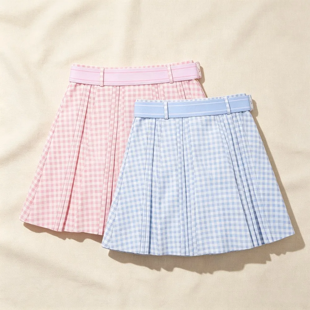 Women's Golf Skirt 2026 New Korean Style High-Waist Plaid Breathable Lightweight Quick-Dry Slimming Versatile Casual Polyester
