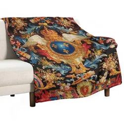 Louis XV Savonnerie French Carpet Print Throw Blanket Flannel Fabric Decorative Throw Blankets