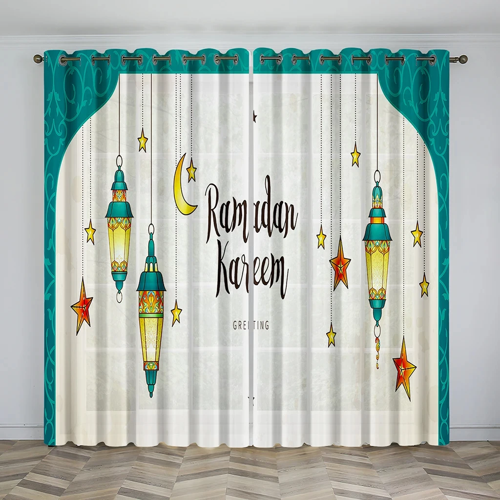 

Ramadan Kareem Curtains Thin Shading Polyester Fiber Customized Print Curtains Suitable For Living Room Bedroom Kitchen Decor