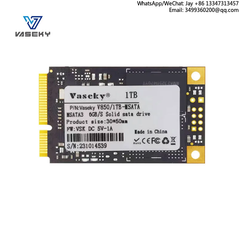 

Vaseky High Quality SSD 128GB 256GB 512GB 1TB Capacity 3D NAND TLC SATA 3.0 Hot Selling Msata Internal Desktop Applications