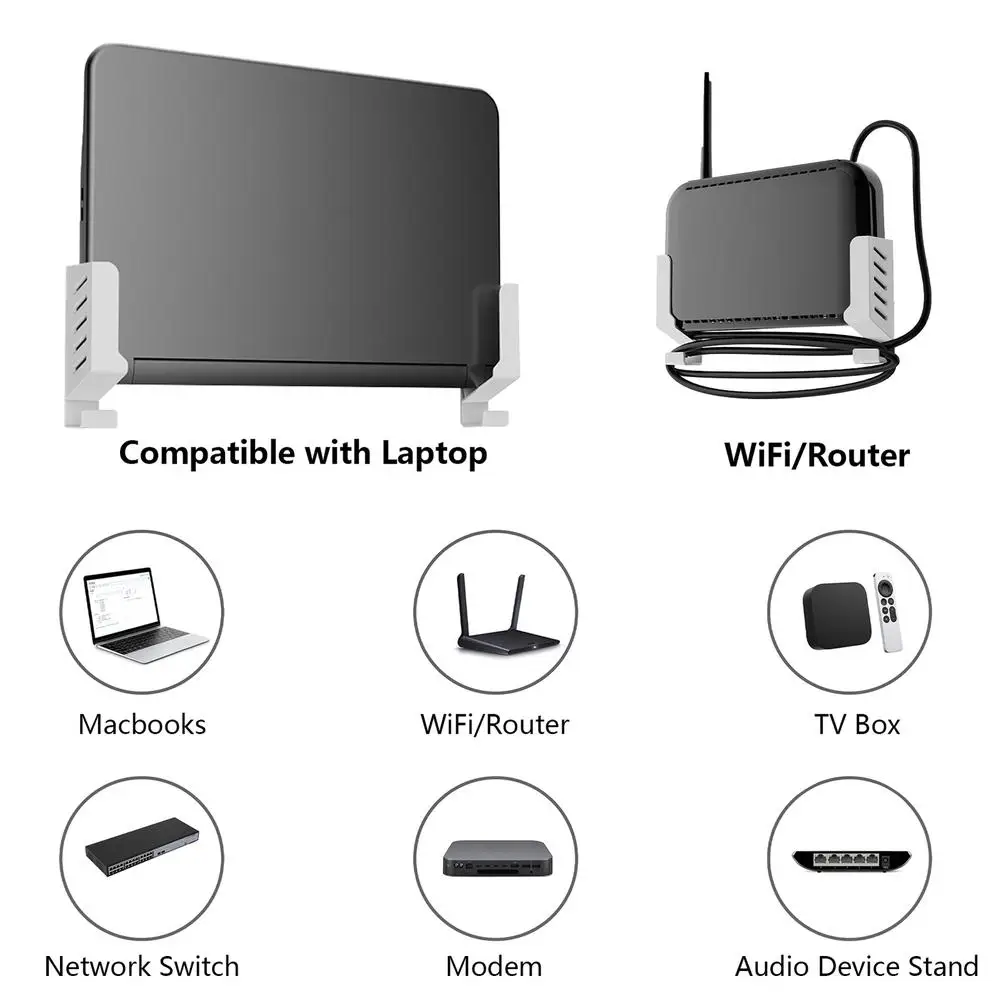 Wall Mount Holder Sturdy Stylish Shelf Space Saving Storage Organizer Bracket Stand For Wifi Router Laptop Dropship