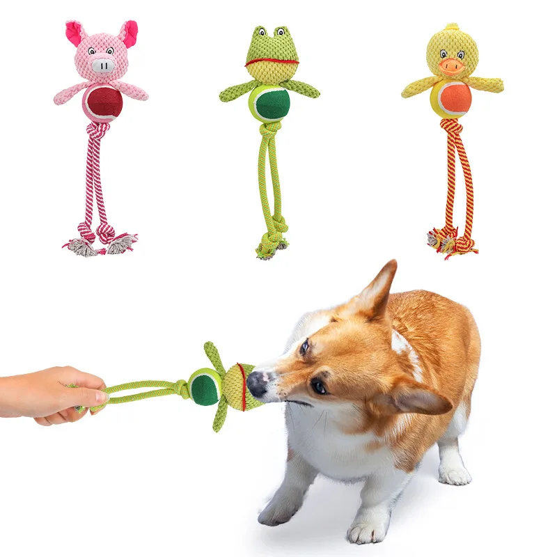 Plüschseil-Hundespielzeug – quietschendes, kaubeständiges Backenzahnspielzeug für die Zahnreinigung, interaktives, selbstspielendes Haustierspielzeug,