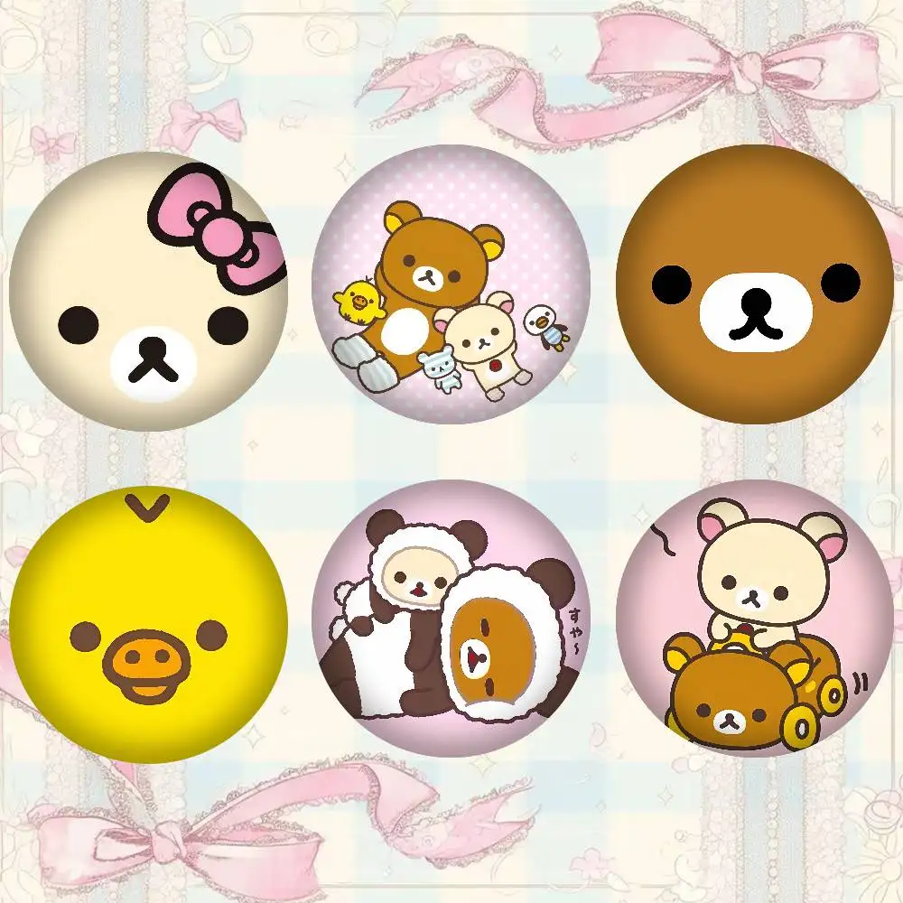 Cartoons R-Rilakkuma Badges Round Cartoon Brooch Clothes Backpack Accessories Lapelnd Laserh