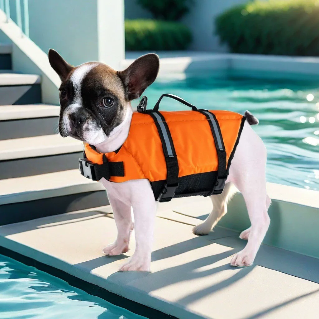 Dog Life Jacket Ripstop Reflective Pet Cats Swimming Vest with Buoyancy Durable Rescue Handle for Cat Small Medium Large Dogs view 2