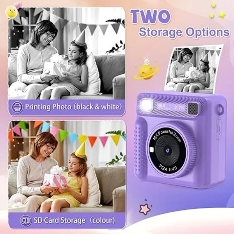 Children Digital Camera 1080P HD Toys Thermal Print Camera for Boys Girls Study Mini Camera Toys Best Birthday Christmas Gifts