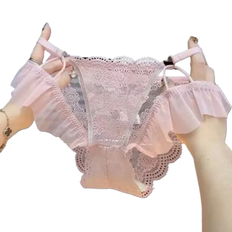 Three-heart Machine Quick-dry Hibiscus Transparent French Sexy Lace Mesh Women's Low Waist New Breathable Bow Hollow Underwear