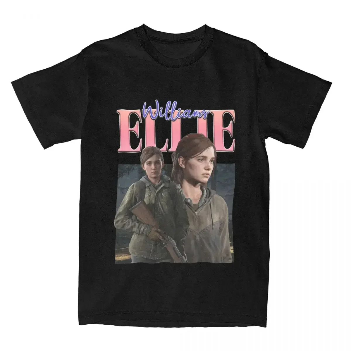 Men Ellie Williams Retro T Shirts The Last of Us Game Cotton Clothing Casual Short Sleeve Crewneck Tee Shirt 4XL 5XL 6XL T-Shirt