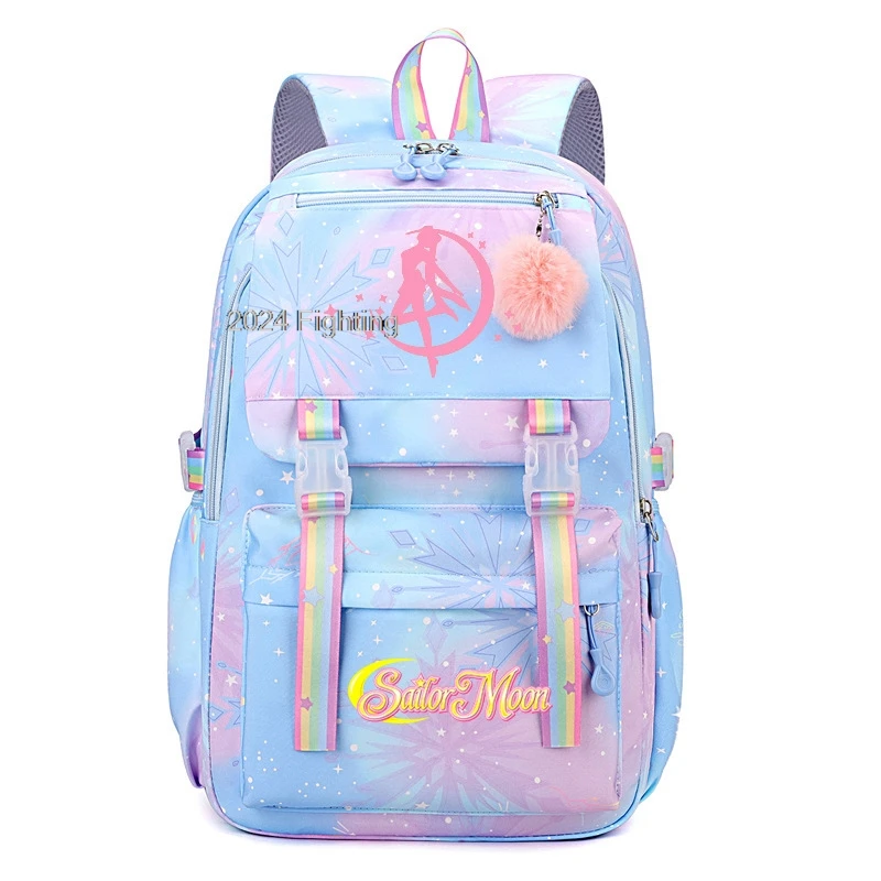 Sailor Moon Backpacks Girls Cartoon Backpack Large Capacity School Bag Gradient Ramp Knapsack Lightweight Mochilas