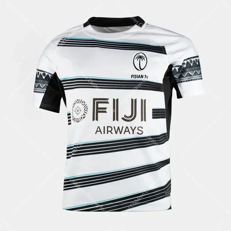 New 2024 Mens Rugby Tshirt Home Jersey Fiji 7S Oversized Mesh Breath Tshirt Family Clothing Sportwear Summer Sport Tee Adult/Kid