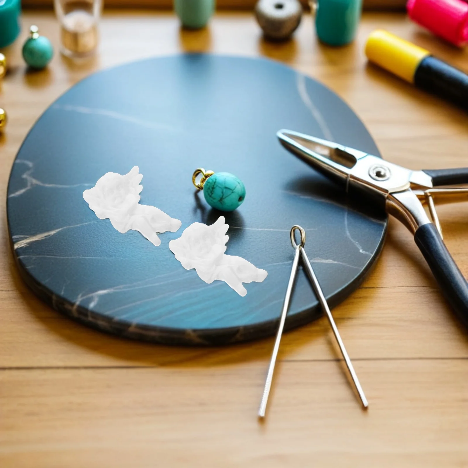 

100Pcs Resin Angel Pendant Miniatures with Elegant Flatback Design for DIY Jewelry Craft Christmas Ornament Decorations and