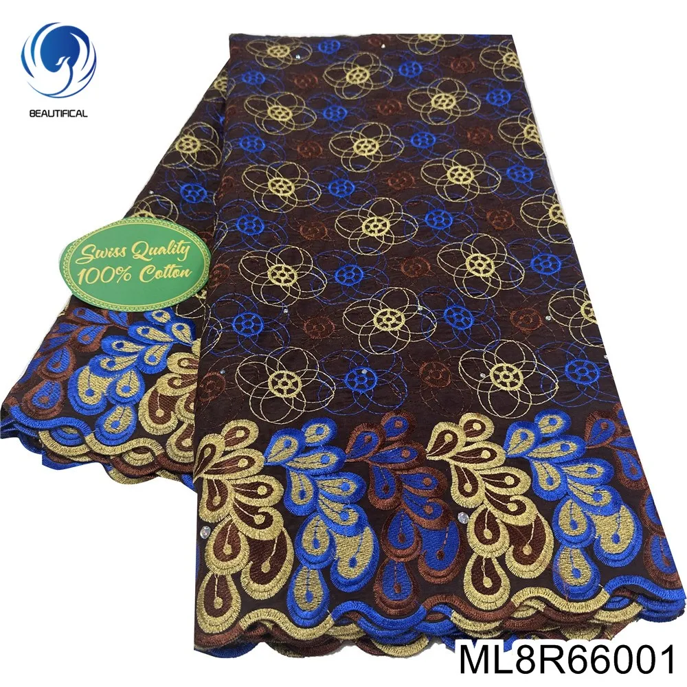 

African Cotton Fabric with Embroidered Flowers, Swiss Voile Lace for Party Dress, Simple and Beautiful, ML8R660, New, 2024