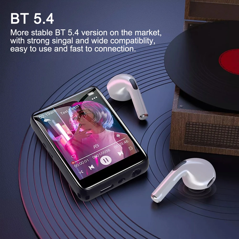 128GB 2.4 بوصة تعمل باللمس بلوتوث 5.4 مشغل MP3 المدمج في مكبر الصوت مرحبا فاي مشغل موسيقى وكمان تشغيل الفيديو مسجل الكتاب الإلكتروني