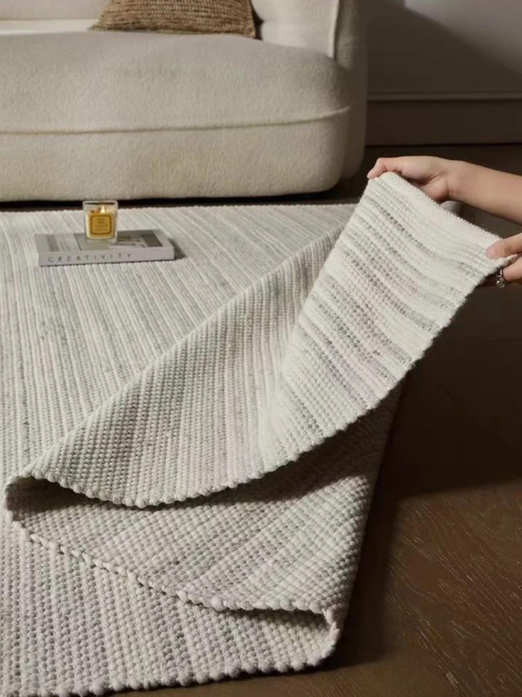 No Glue Woven Handmade Wool Carpet Living Room Luxury Sofa Coffee Table Mat Modern Parlor Area Rug Home Decor Bedroom Rug Mat