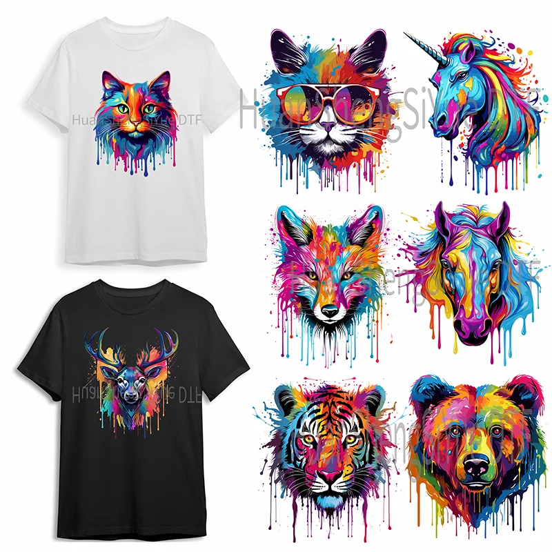 Painted Graffiti Animal ips Fashion Iron Patch Clothing T-shirt DIY Hoodie Jacket Sticker DTF Patch Clothes Hot Paste Paper