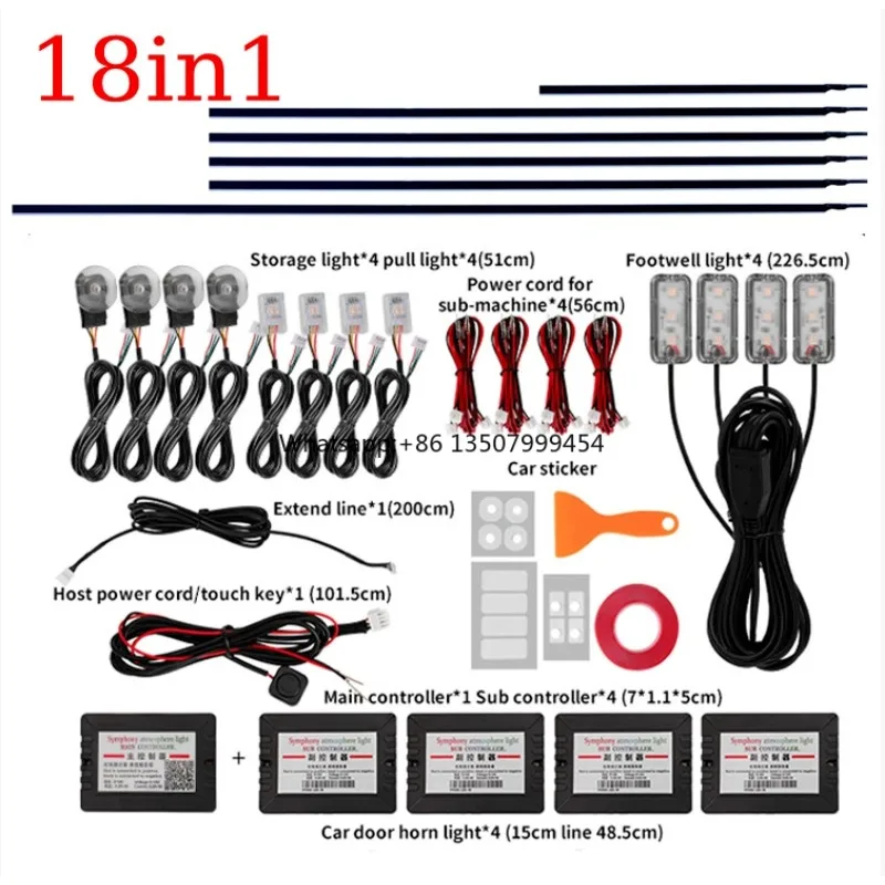 

Newest Hot Selling Universal RGB Symphony LED Strip Light Ambient Car Interior Lighting Kit Car Ambient Light