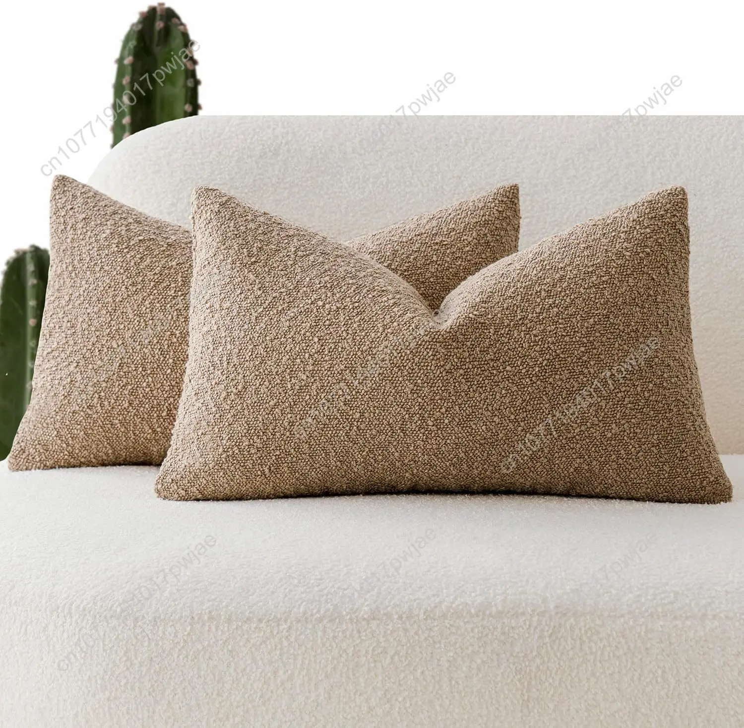 

Foindtower Pack of 2 Textured Boucle Throw Pillow Covers Accent Solid Lumbar Pillow Cases Cozy Soft Decorative Couch Cushion Cas