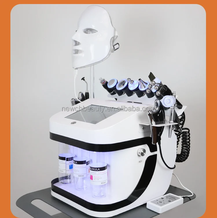 Factory Beauty Salon Microdermabrasion Hydra Hydrodermabrasion Machine High Frequency LED Light Therapy Facial Mask Oxygen Care