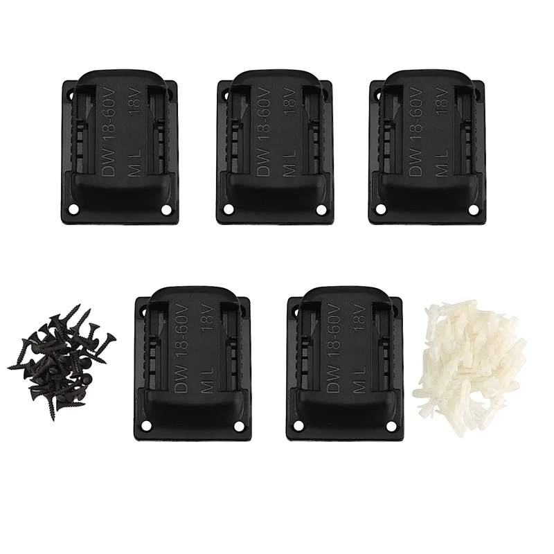 HOT SALE Black 5Pcs ABS Battery Mounts For DEWALT Battery And Machine Storage Holder Shelf Rack Stand Slots Battery