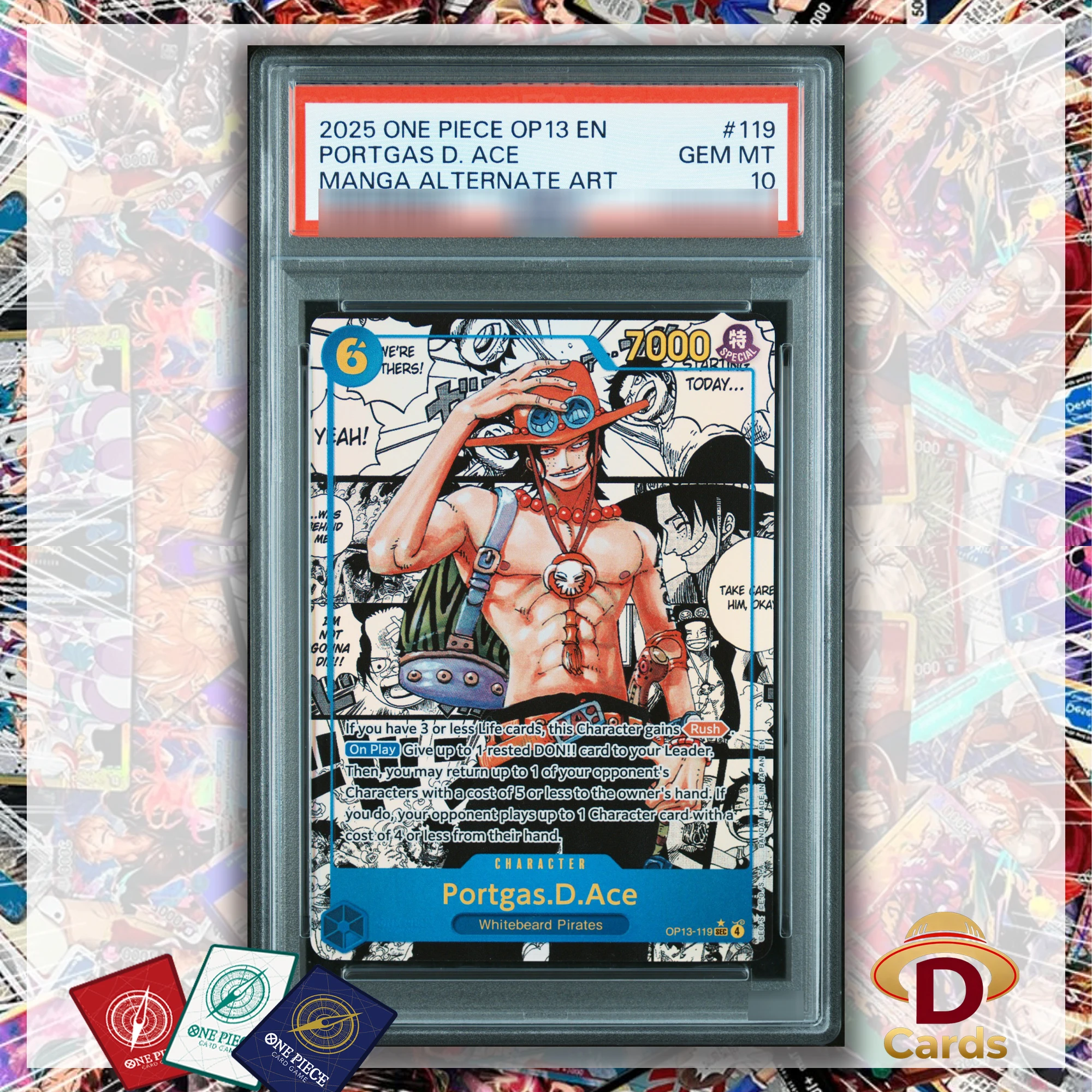 

One Piece #119 Portgas D. Ace Card Manga Alternate Art Replica Hobbie Hobby Collectibles Game Collection Anime Cards