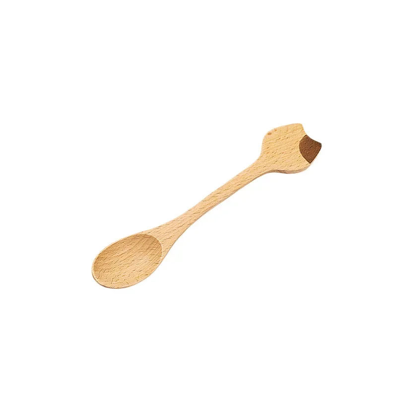 Creative Wooden Coffee Spoon Cat Claw Pattern Small Coffee Spoon Portable Stirring Spoon Salad Scoon Beech Wood