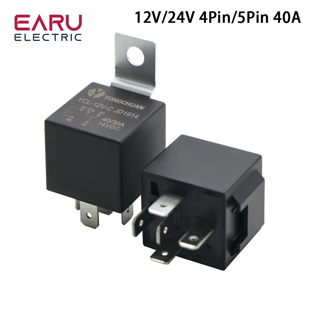 4 5 Pin 4P 5P 40A Waterproof Car Relay Long Life Automotive Relays Normally Open DC 12V 24V Relay For Head Light Air Conditioner