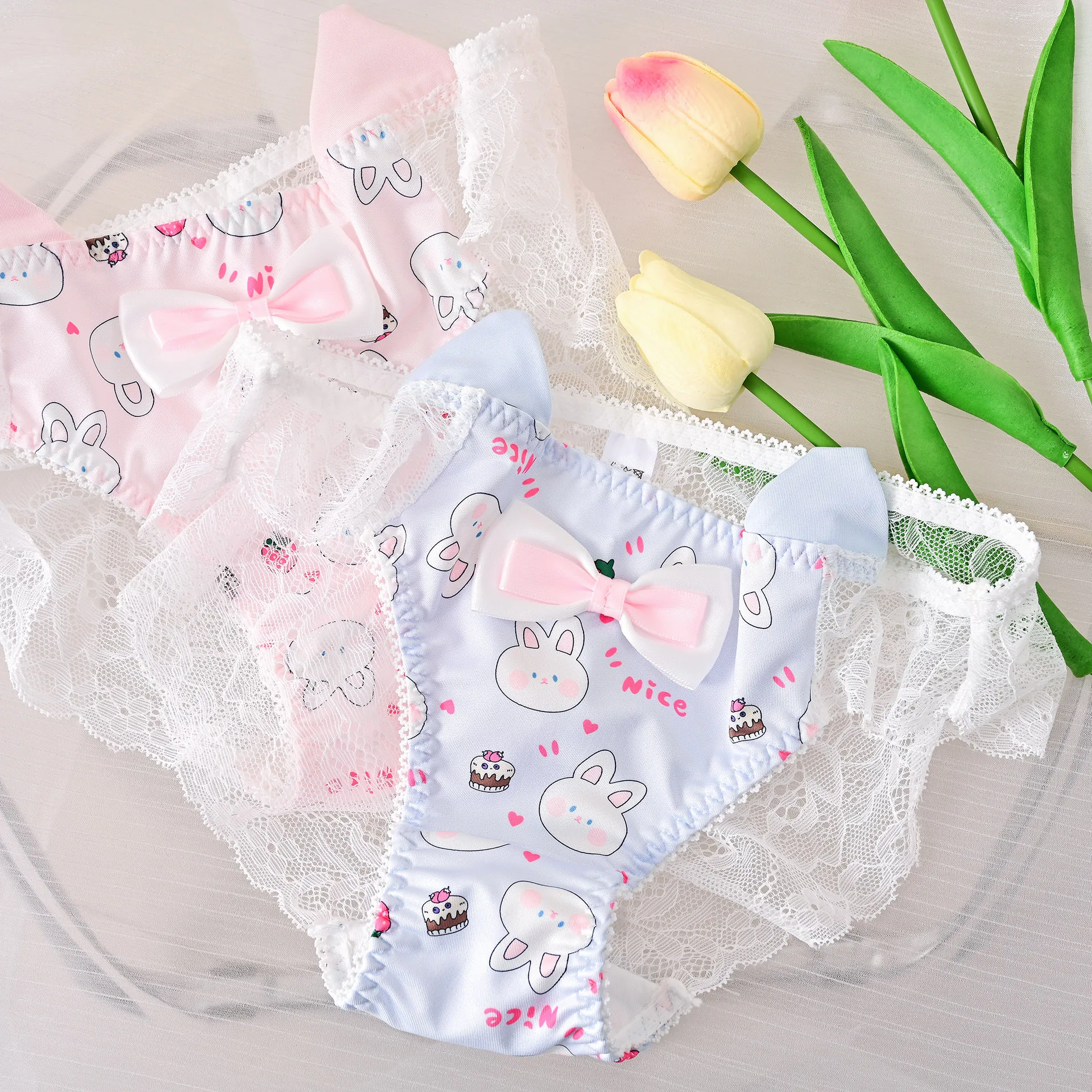 Lolita Women\'s Underwear Sexy Transparent Cute Rabbit Girl Sweet Style Hollow Triangle Panties Pure Cotton Crotch Panties