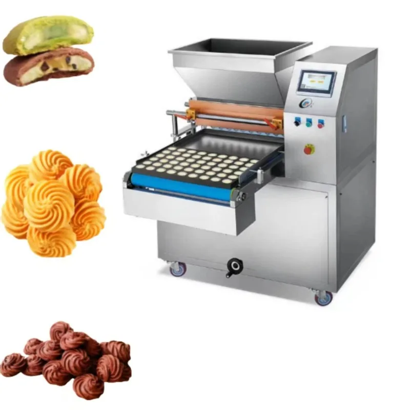 OME Auto Almond Peach Cake Biscuit Making Machine Stuffed Cookie Small Biscuit Forming Machine Cookie Extruder Cutting