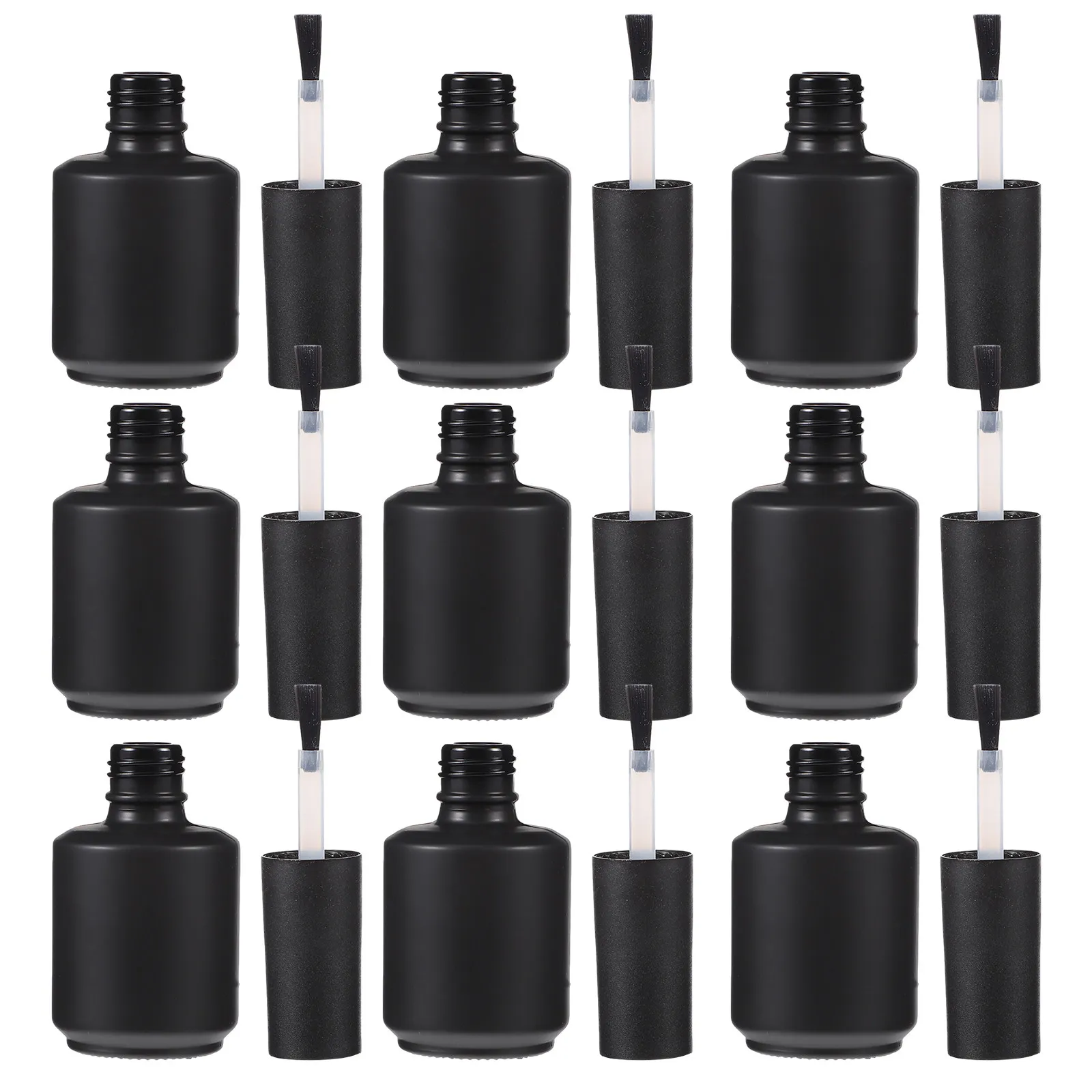 10Pcs Glass Nail Polish Bottles Empty Refillable Cylindrical Containers Nail Gel Holder Compact for Manicure Salon Art Supplies