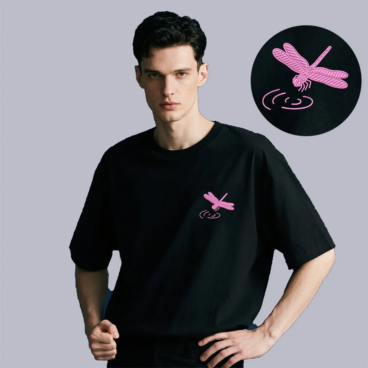 

Serene Dragonfly Men & Women Embroidered Cotton T-Shirt – Tranquil Top Tees with Luxury Embroidery for Nature Walks T-Shirts
