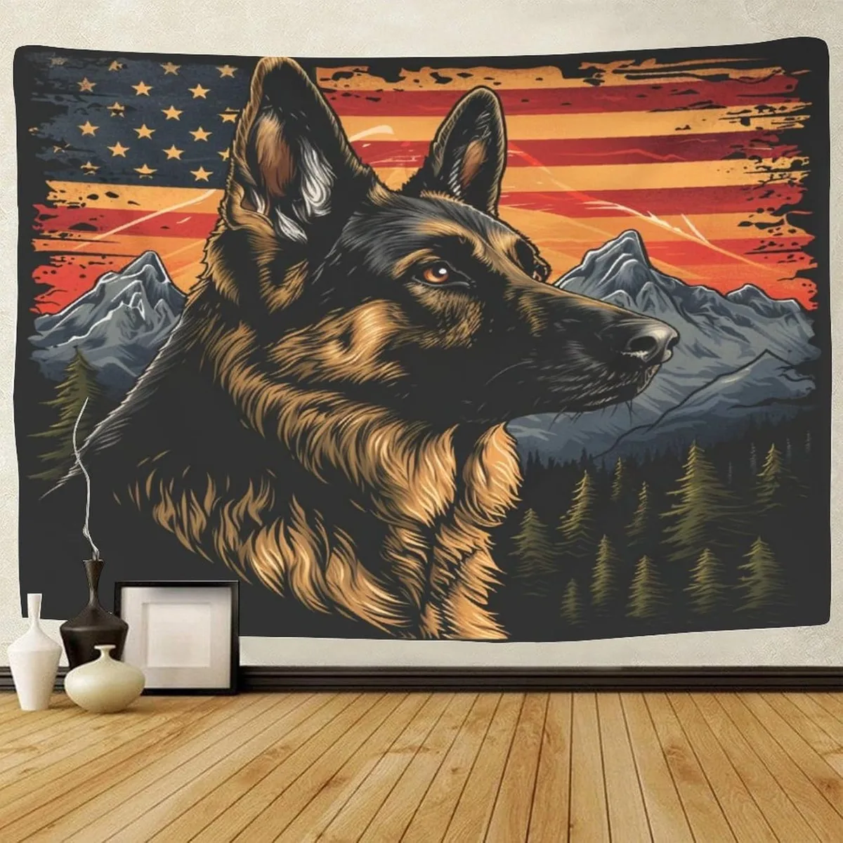 German Shepherd Design Digital printing polyester wall tapestry suitable for use in living rooms bedrooms offices bars party