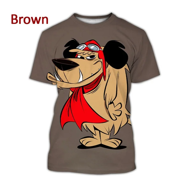 2024 Summer New Fashion Cartoon Muttley Wacky Races 3D Printed Men\'s Casual Funny Crew Neck Short Sleeve