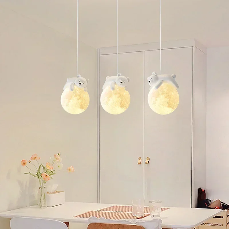

Nordic Little Bear LED Pendant Lamp Cute Rabbit For Hanging Lamp Dining Room Child Bedroom Bedside Chandelier Home Decor Fixture