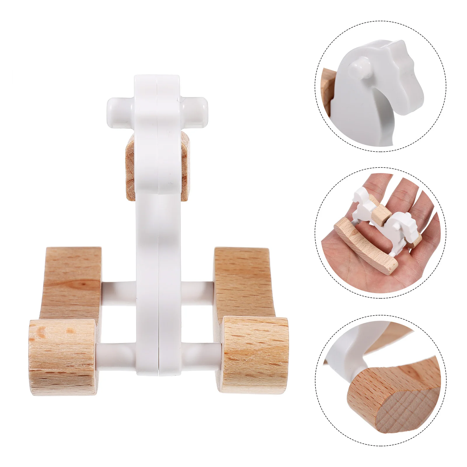 

4Pcs Mini Rocking Horse Wooden Dollhouse Baby Room Decor Natural Material Handmade Craftsmanship Tactile Exploration Imaginative