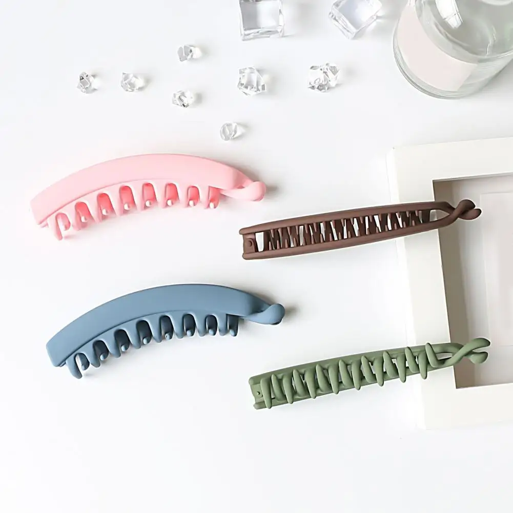 

Colorful Banana Hair Clip Frosted Texture Banana Shape Hairpin with Anti-slip Tooth Design Back Head Twist Hair Claw Solid Color