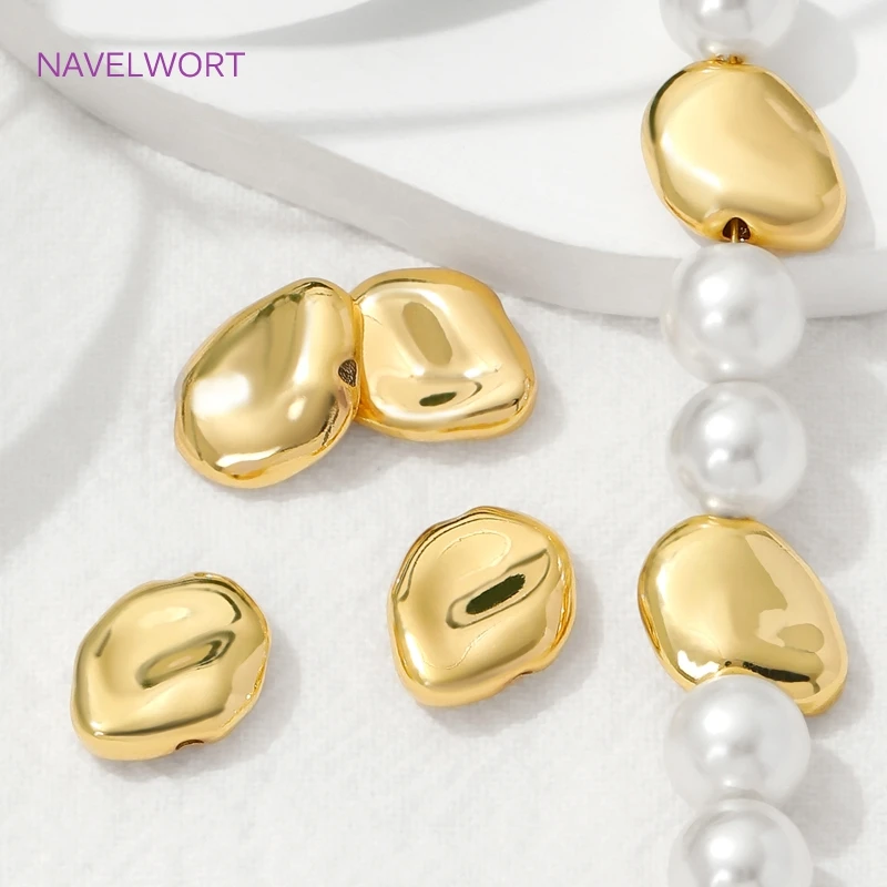 Brass Spacer Beads For Jewelry Making,18K Gold Plated Flat Irregular Beads Separators,Bracelet Beads,DIY Jewelry Accessories