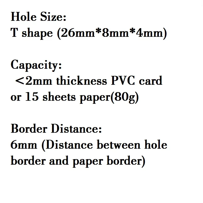 T-Shape Hole Punch Slot Cortador, alicate perfurador, furos de papel, PVC, plástico ID, Identidade Cut Card, filme do telefone móvel, perfurado Tipo T