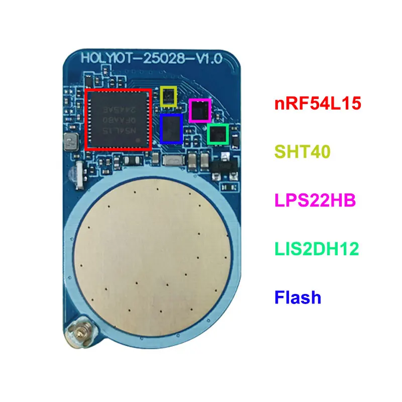 

NRF54L15 Bluetooth 6,0 маяк с датчиком SHT40/LPS22HB/LIS2DH12 Модуль малой мощности для внутреннего позиционирования и отслеживания активов Ble Beacon