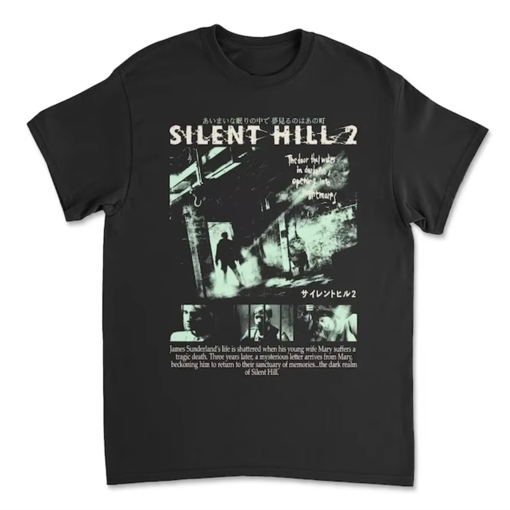 

Silent Hill 2, черная игровая футболка в стиле ретро, женская праздничная повседневная футболка с короткими рукавами, свободная футболка, летняя свободная футболка 2025