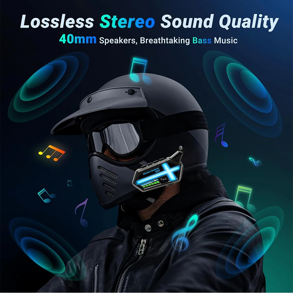 KEBIDUMEI BT26  Helmet Headset Bluetooth Speaker Waterproof 800m Motorcycle Intercom Wireless Stereo Headphone Moto Accessories