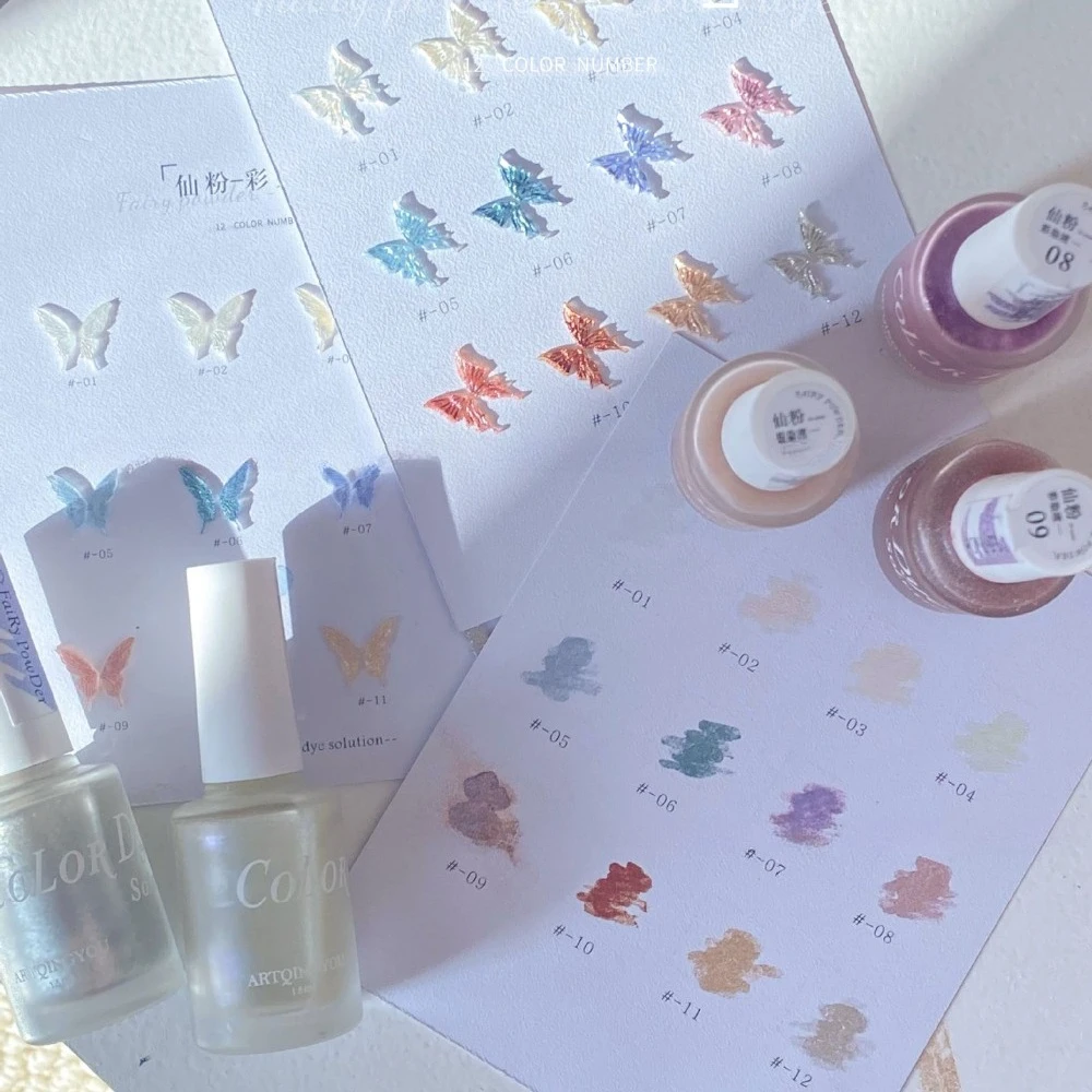 

12Pcs Fairy Powder Water Color Nail Halo Dye Marble Ink Natural Dry DIY Nail Polish Blooming Gel Dye Block Nail Art Gel Varnish