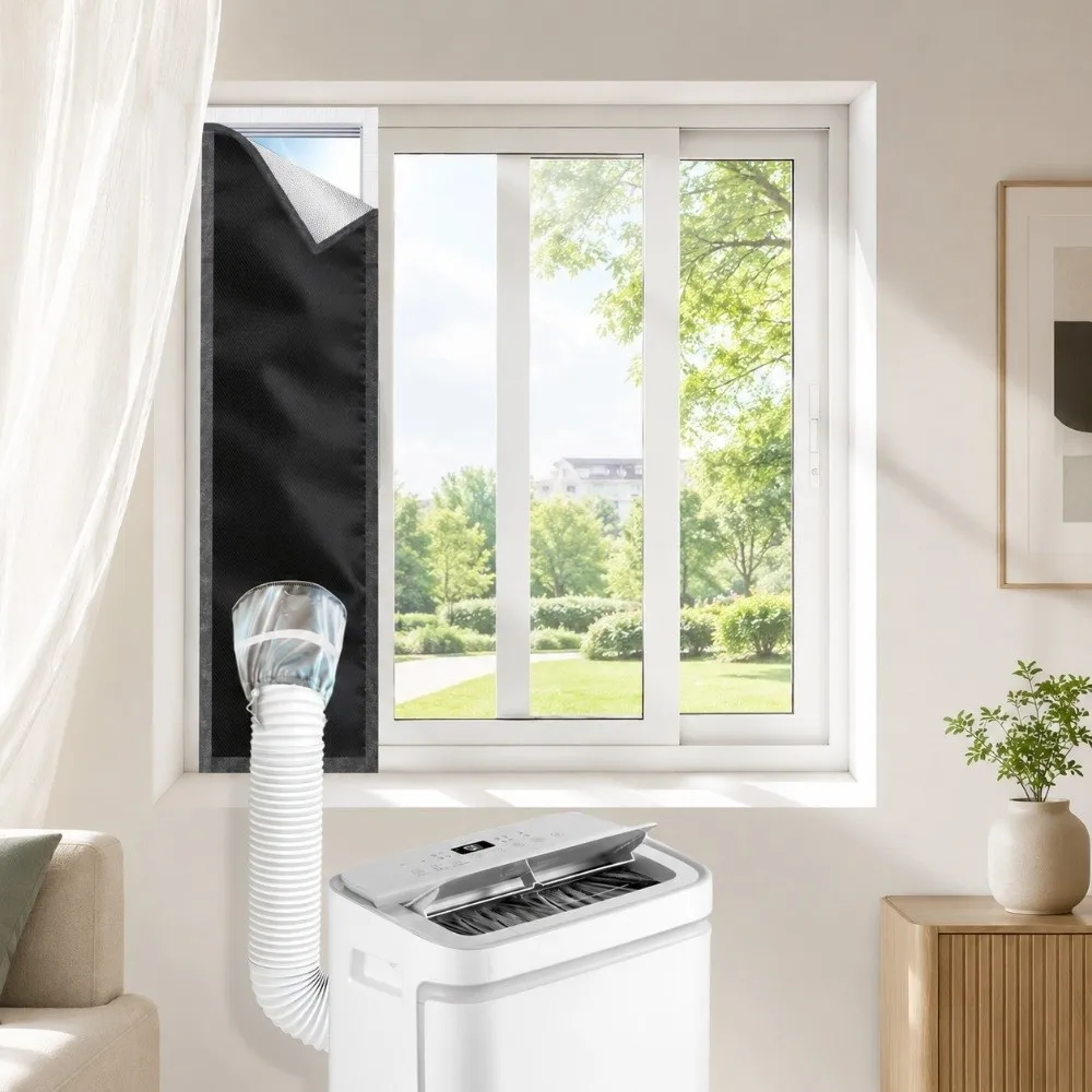 Oxford Cloth Air Conditioner Seal Cloth Thick Silver Coated Efficient Cooling Retention AC Window Seal Kit Shading Dust-proof
